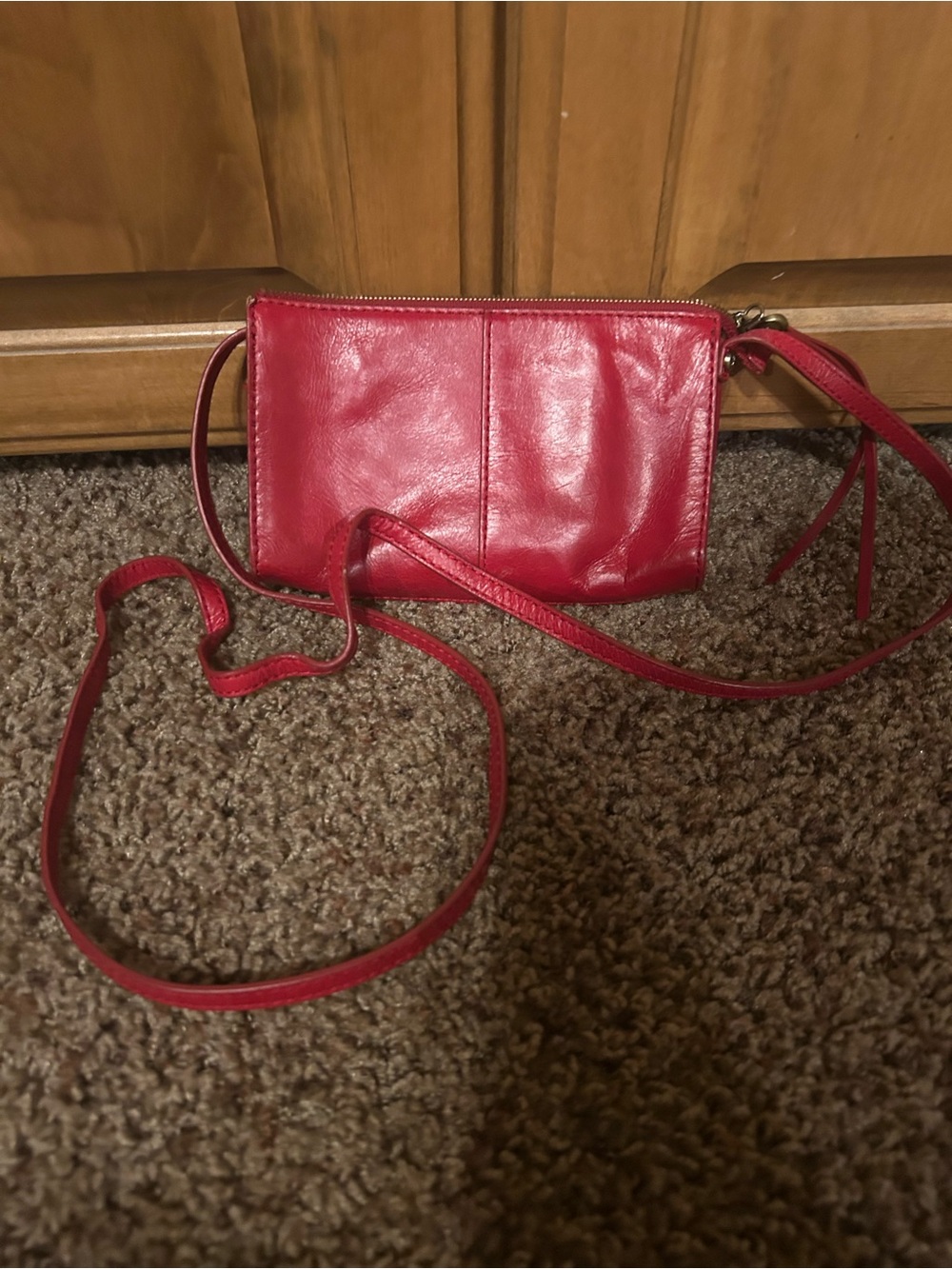 HOBO Red Leather Crossbody Wallet